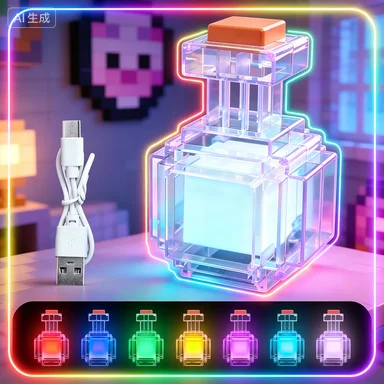 ToyRechargeable Night Light 7 Color Liquid Medicine Bottle Pixel Wind Peripheral Design Game Bedroom Decoration Lamp Kids Gifts