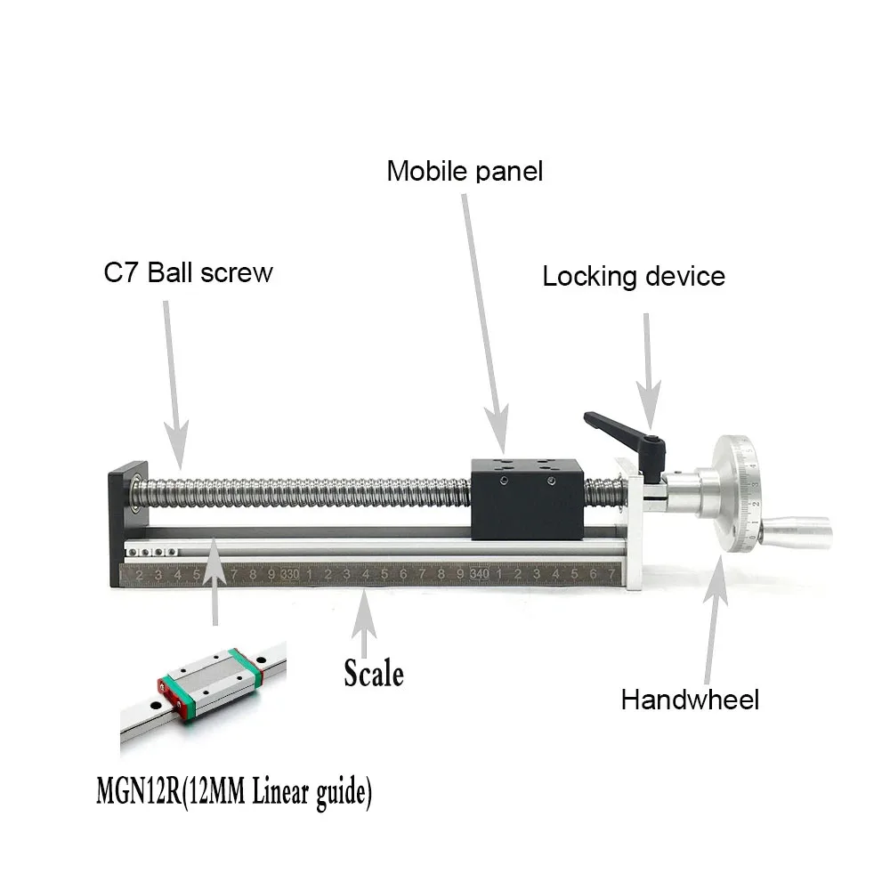 Imagem -06 - Cnc Guia Linear Deslizante Manual Tabela Ballsscrew Sfu1204 1605 1610 Curso de 100 1000 mm Bancada Rod Eixo Óptico Stage