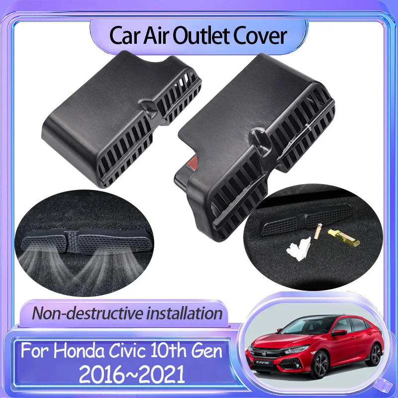 

2Pcs Car Air Conditioner Cover for Honda Civic 10th Gen FC 2016~2021 Under Seat Duct Vent Outlet Anti-Clogging Accessories 2017