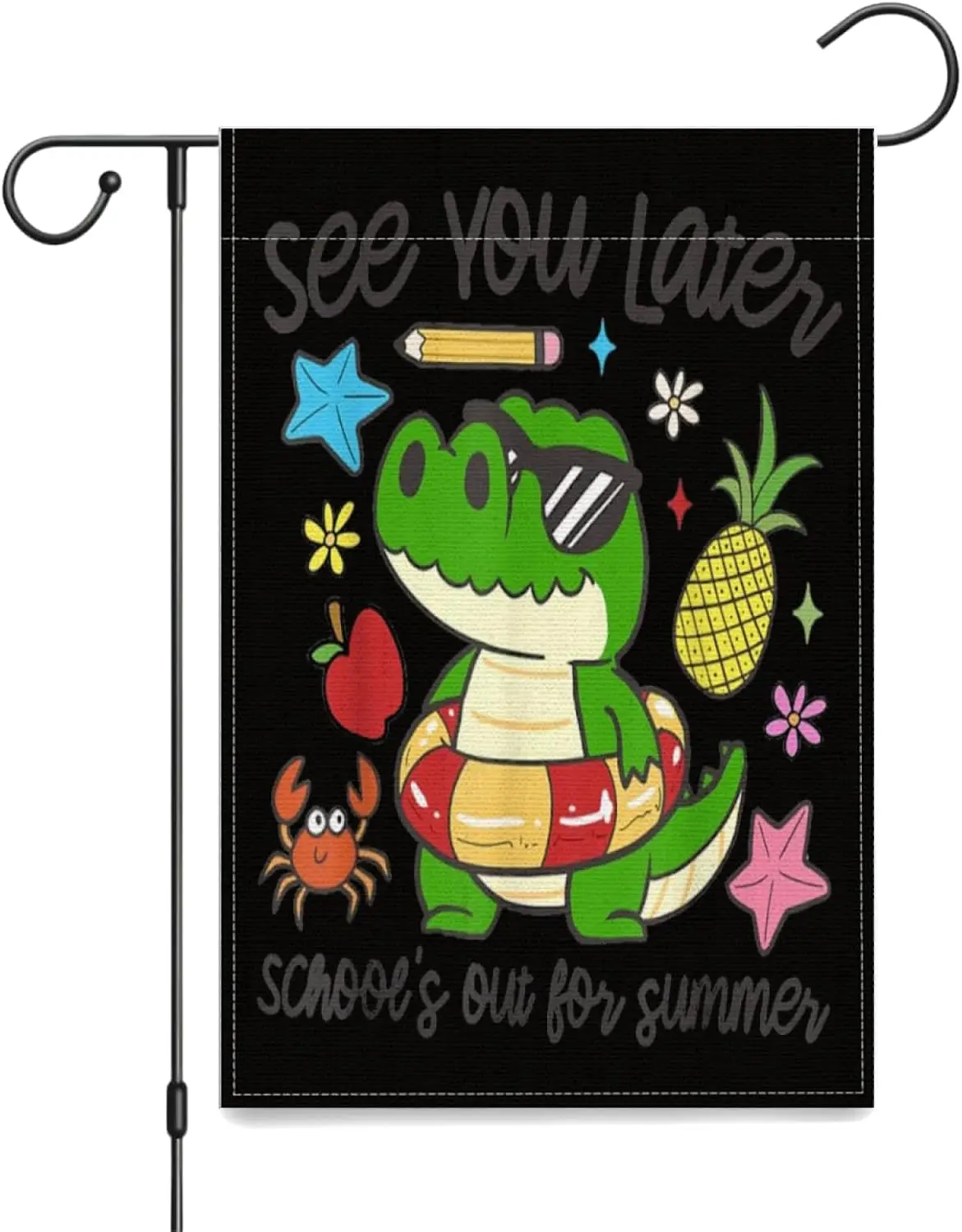 See You Later Last Day of School Alligator Teacher Summer Yard Flags,12x18 Inch Garden Flag Double Sided Banner Tapestry for yyi