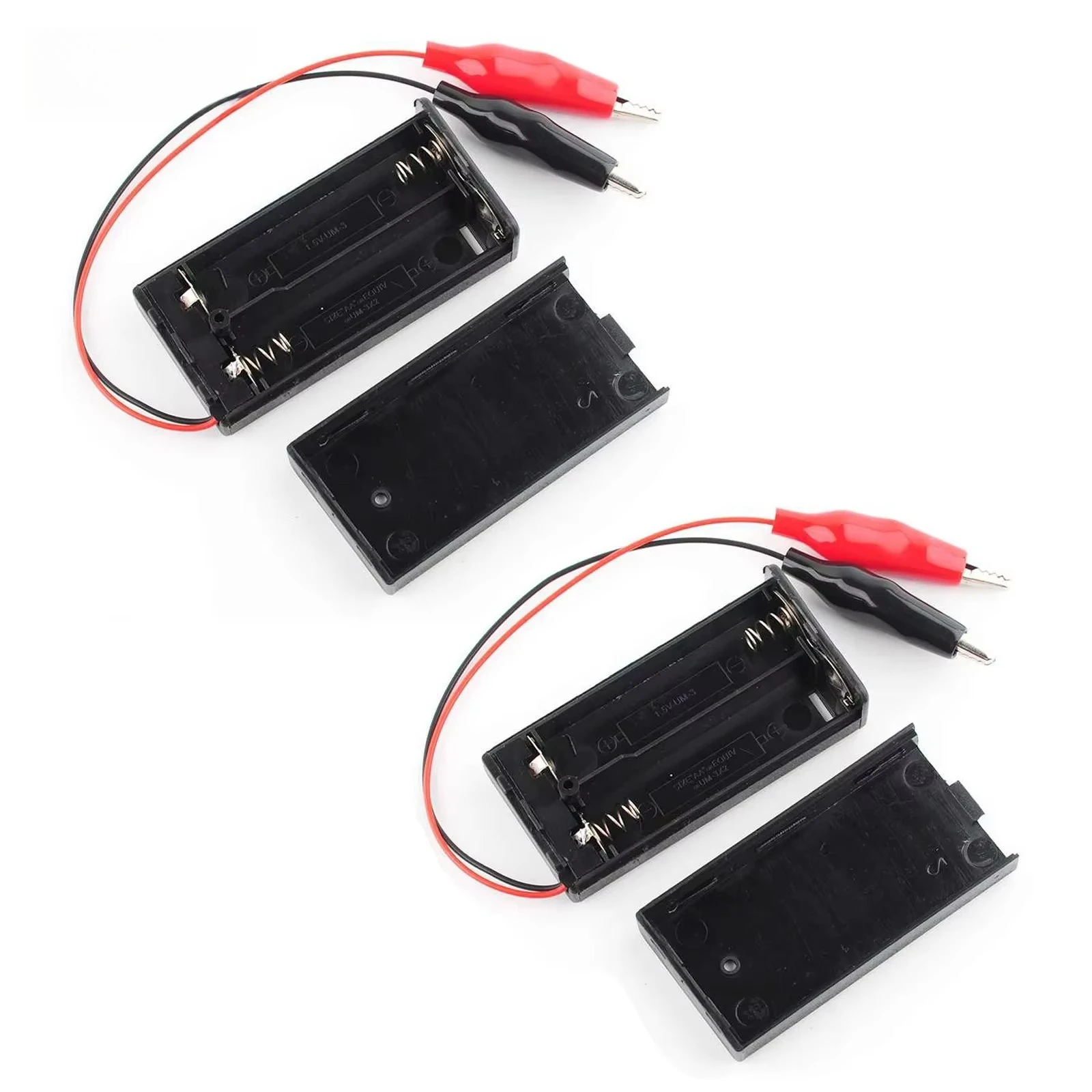 2PCS 3V Power Holder Building Blocks Storage Case Alligator Clip AA Size Power Wired ON/OFF Switch DIY Electronics Kit Parts