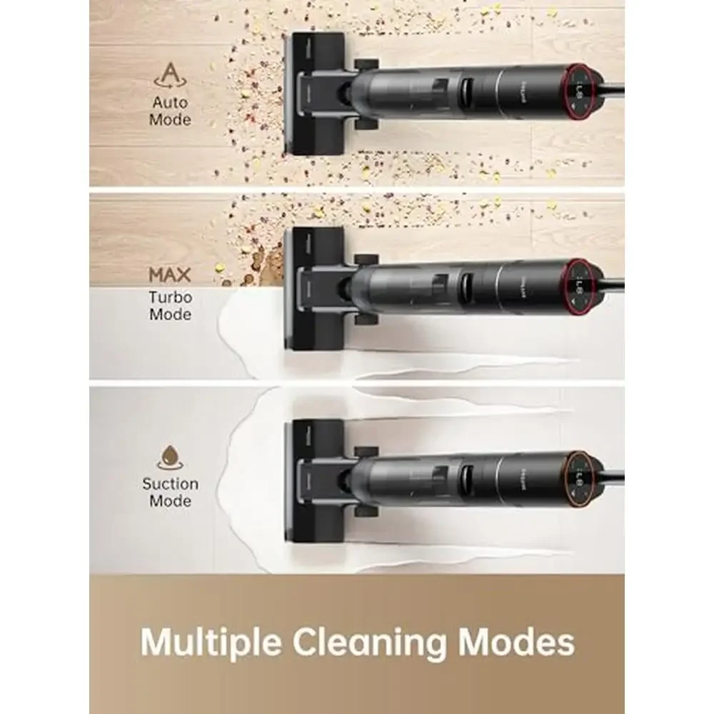 เครื่องดูดฝุ่นถูพื้นแบบเปียกแห้งไร้สาย 16kPa การดูดทรงพลัง การทําความสะอาดอัตโนมัติอัจฉริยะ การอบแห้งด้วยลมร้อน