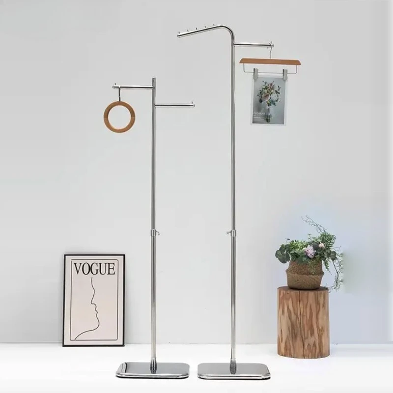 

Stainless Steel Multi-Functional Coat Rack Clothing Store Display Commercial Household Front Side Hanger