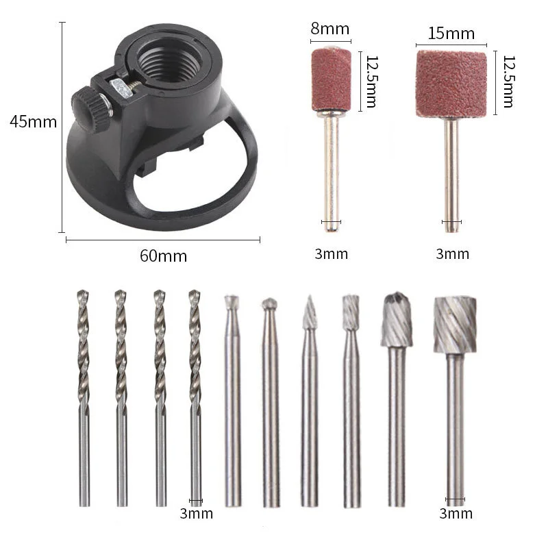 Woodworking Locator with Routing Router Drill Bits Set Rotating Engraving Carbide Electric Grinder Holder for Dremel Rotary Tool