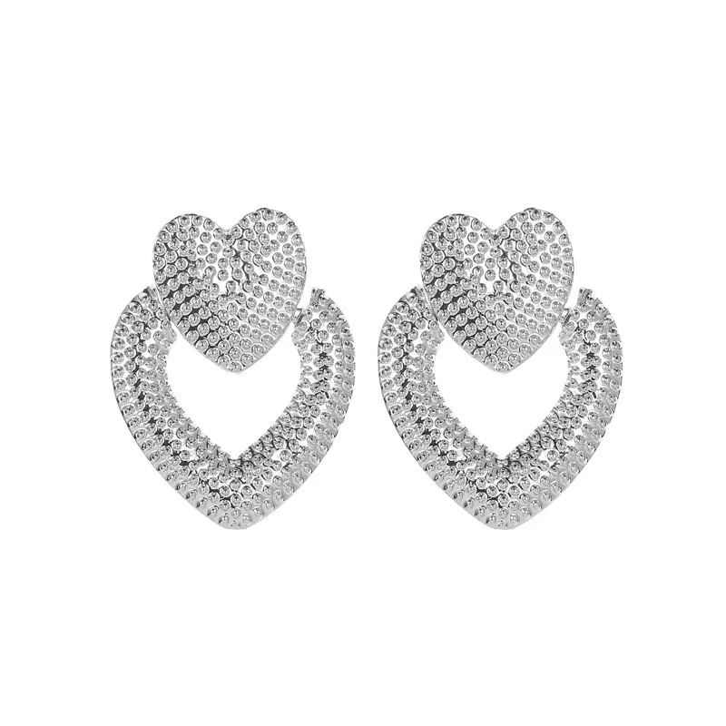 2022 New Gold Color Big Hollow Double Heart frosted Stud Earrings For Women Korean Daily Life  Fashion Statement  Jewelry