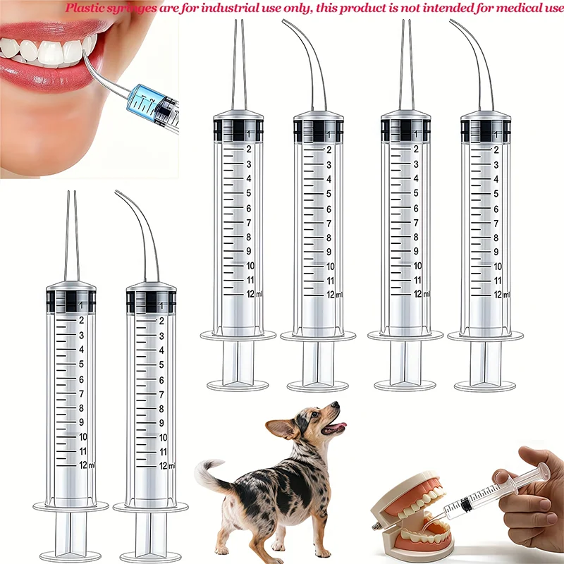10Pcs Straight/Curved 12ml Syringes, Multifunctional Injectors, Suitable for Detailed Injections