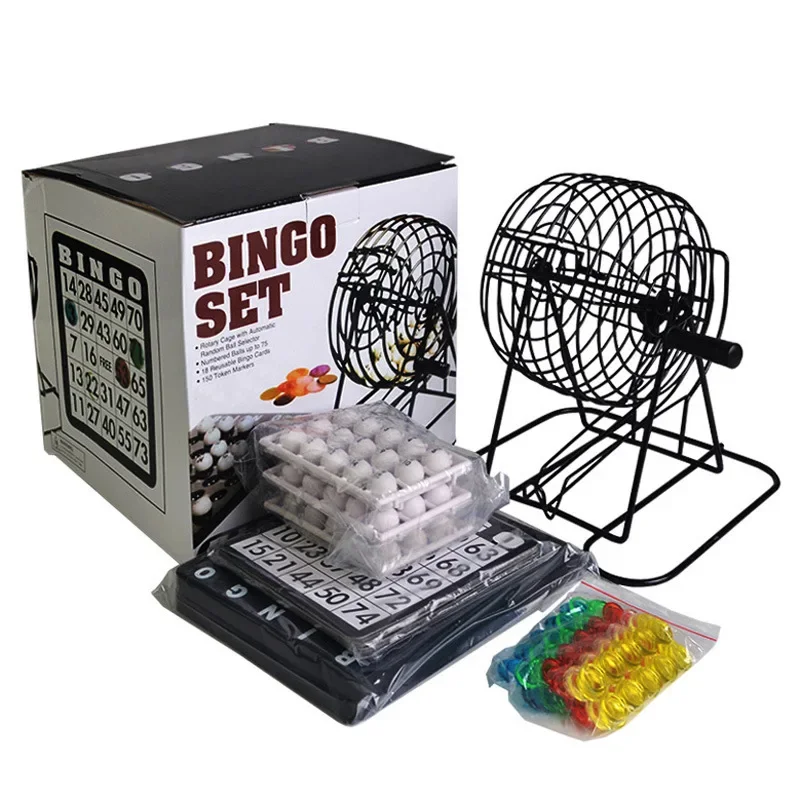 

Bingo Lottery Machine Steel Bingo Game Cage Set Adult Family Large Party Group Entertainment Tabletop Board Game Sweepstakes