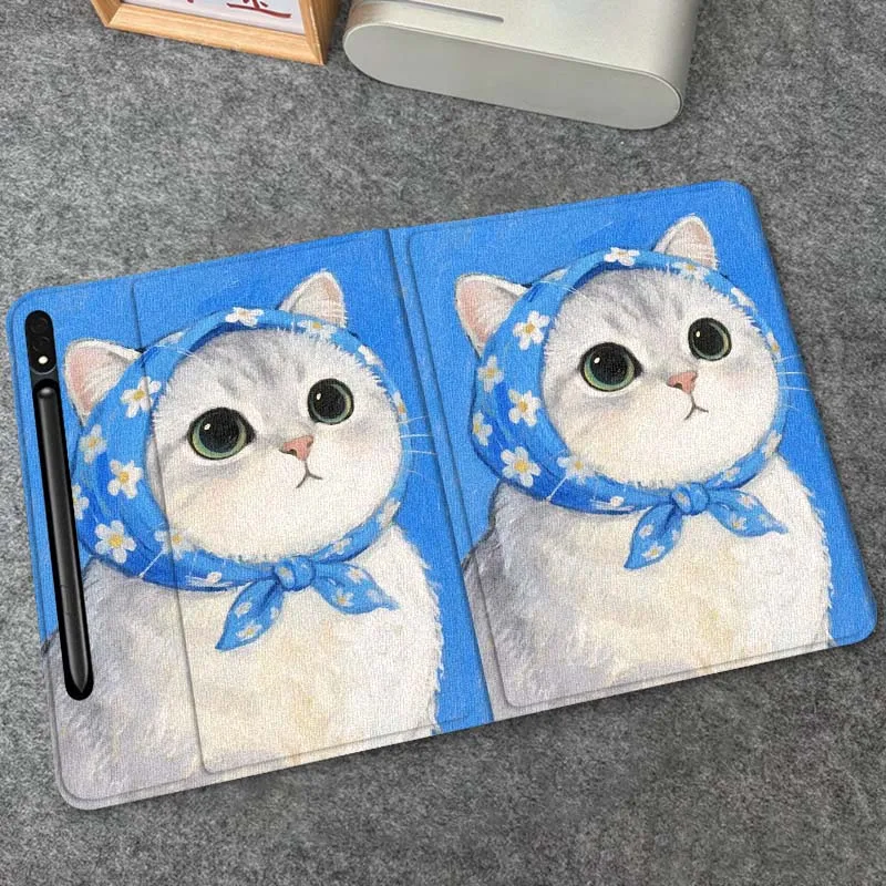 

Cute Cat Art Color For Samsung Galaxy Tab S9 S10 S6 S7 S8 FE Plus Lite Inch Foldable Cover Tablet Case