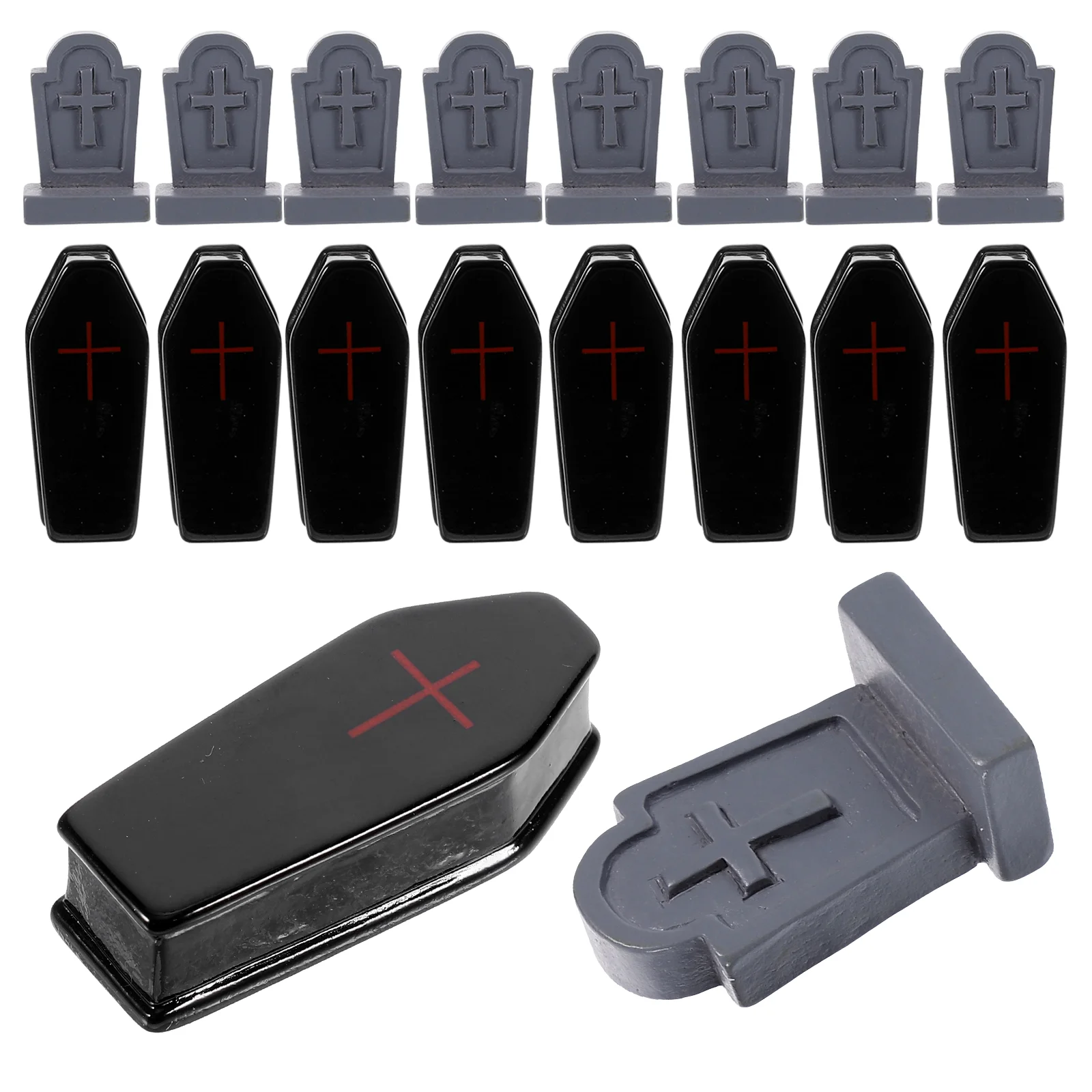 20 Pcs Mini Coffin Tombstones Black Sets Halloween Toys Grave Decor Miniature Haunted House Prop Resin Cemetery Headstones