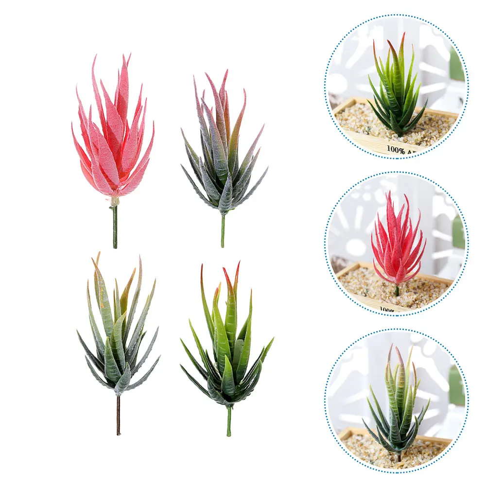

4pcs Lifelike Artificial Aloe Plants Fake Bonsai For Home Office Wedding Decoration Desktop Ornament Diy Simulation Plant