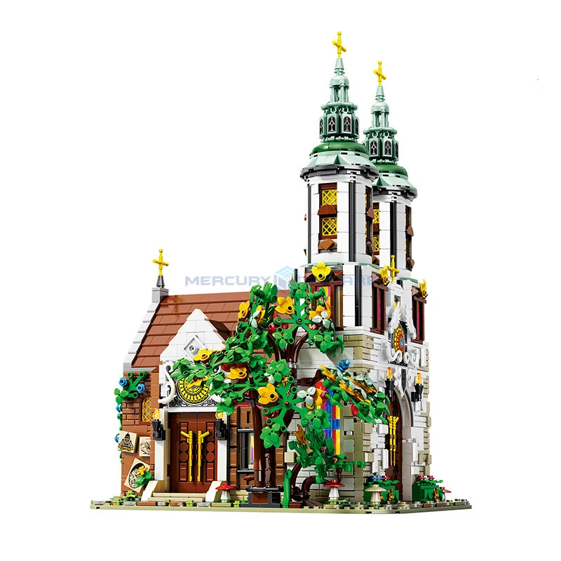 St.Andrew's Church Model Blocks MOC 66023 Ancient View Building Bricks European Medieval Architecture Ideas Collection Toy Gift