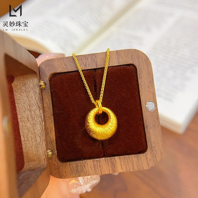 

Роскошные ювелирные изделия из настоящего золота 9999 24 карата, золотой тюлевой кулон, ожерелье, безопасная пряжка, маленькое золотое тюлевое кольцо, цепочка на ключицу