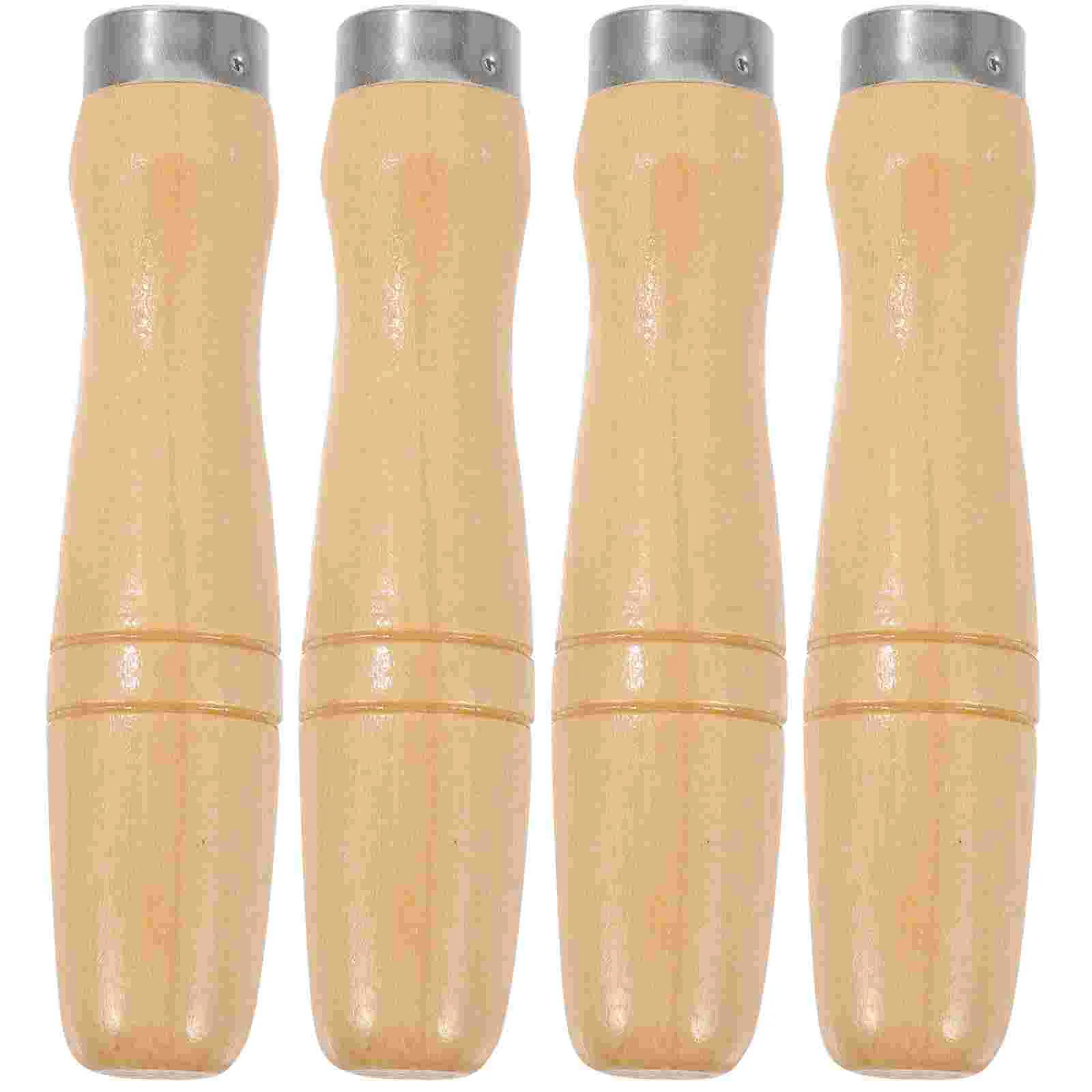 4 Pcs Replacement File Grip Handles Craft Making Multifunction Wooden for Rasp