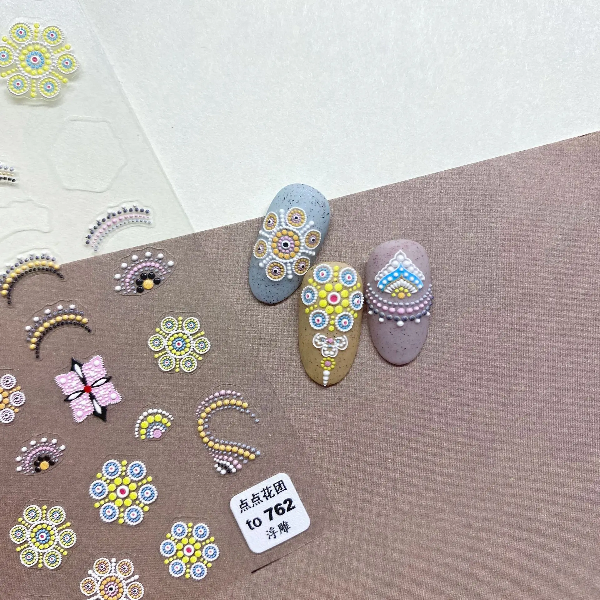 

5D nail art stickers with high quality and exquisite dots of flowers adhesive embossed flower balls nail art decal decoration
