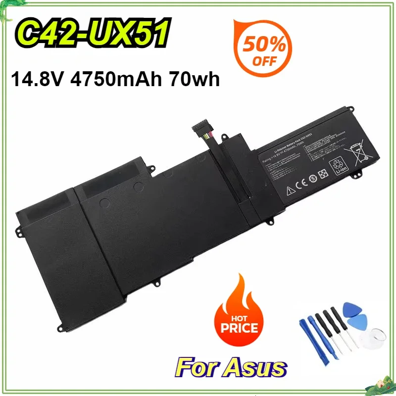 C42-UX51 New C42-UX51 Laptop Battery for ASUS ZenBook U500  U500V U500VZ UX51 UX51VZ UX51V 14.8V 4750mAh 70wh