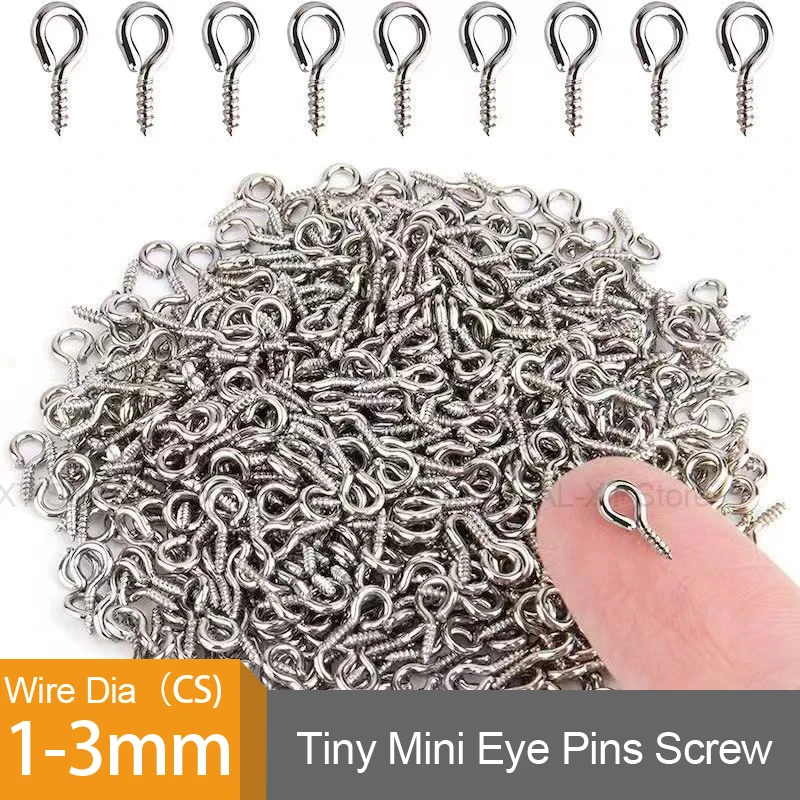 10-200Pcs CS 1-3mm Metal Tiny Mini Eye Pin For Jewelry Making DIY Pendants Handmade O-Ring Self Tapping Screw Eyes Threaded Hook