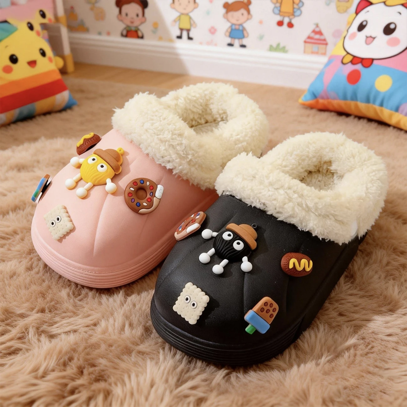 Children Cotton Slippers Winter Boys Home Warm Slippers 3-10-year-old Girls Detachable Inner Liner Indoor Slippers