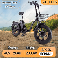 KETELES KF9 Folding Electric Bicycle 2000W Dual Motor 48V26Ah Lithium Battery Electric Bike 20*4-inch Fat Tire Adult Snow E-Bike