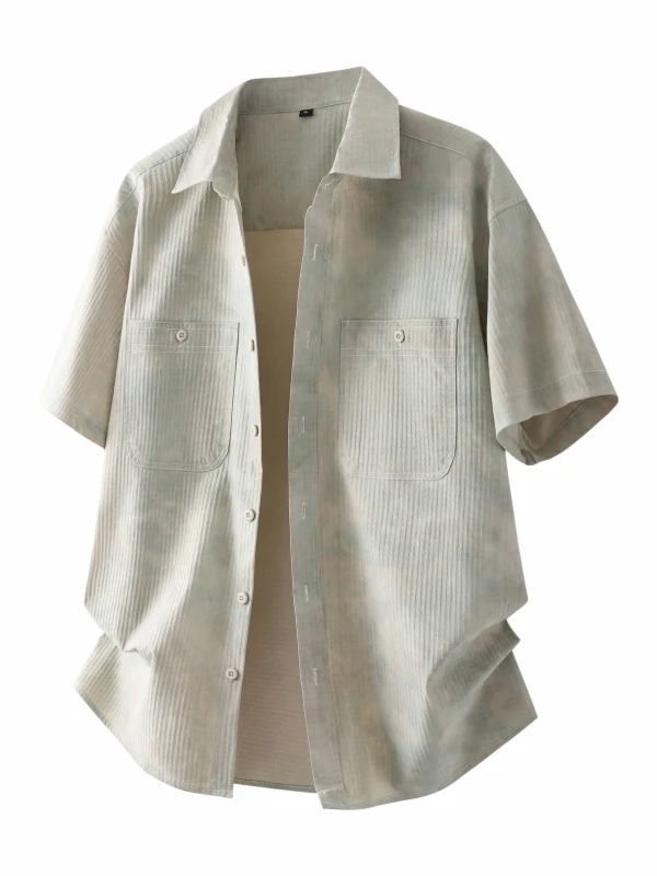 

Summer Casual Loose Fit Men's irt Tie Dye ort Sve Spread Collar Outdoor Leisure Breathable Polyester Fiber Spring Autumn