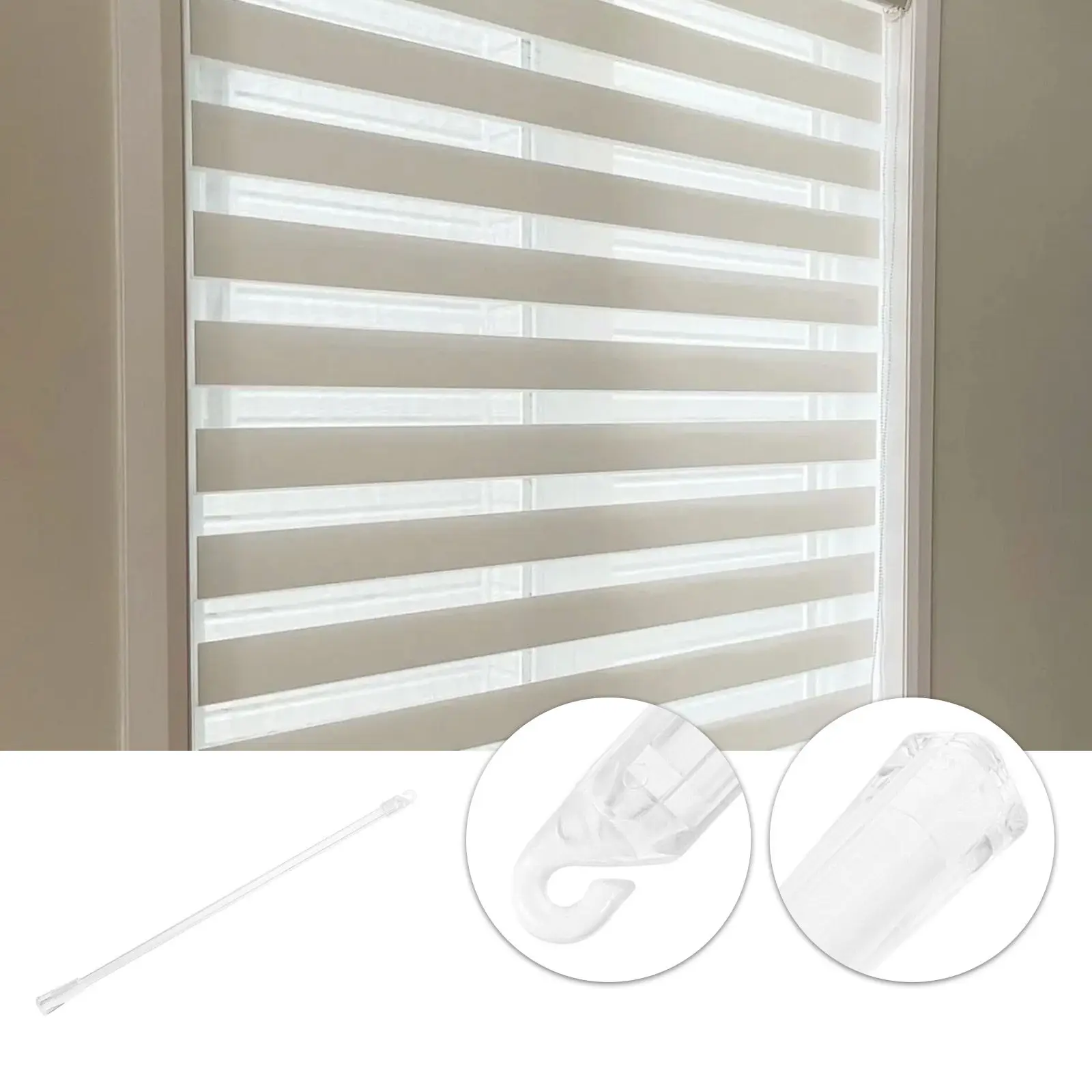 Long Clear Plastic Vertical Blind Stick White Opener Rod Tilt Rod Hooks Window Vertical Blinds Accessories Home Office Use