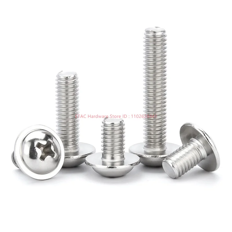 M1.4 M2 M2.5 M3 M3.5 M4 M5 M6 M8 DIN967 Stainless Steel PWM Cross Phillips Pan Round Head With Washer Padded Collar Screw Bolt