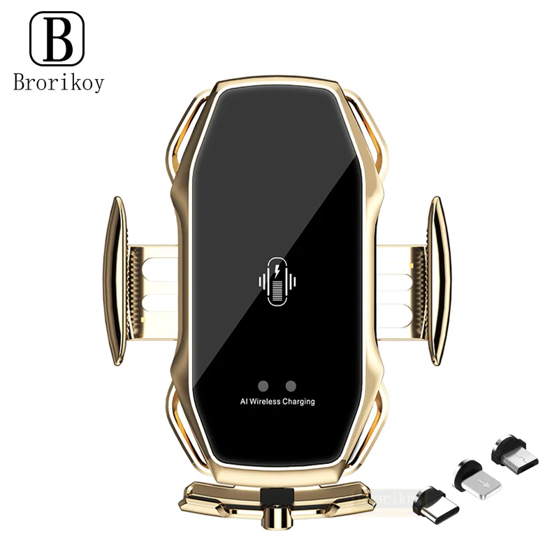 

10 Вт беспроводное автомобильное зарядное устройство, магнитный автомобильный держатель для телефона, крепление для iPhone 15 14 13 12 XR Samsung, инфракрасная автомобильная подставка для быстрой зарядки