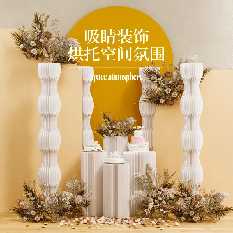 Decorative ornaments exhibition shopping mall window art display props arrangement floor-to-ceiling Roman column tall decoration