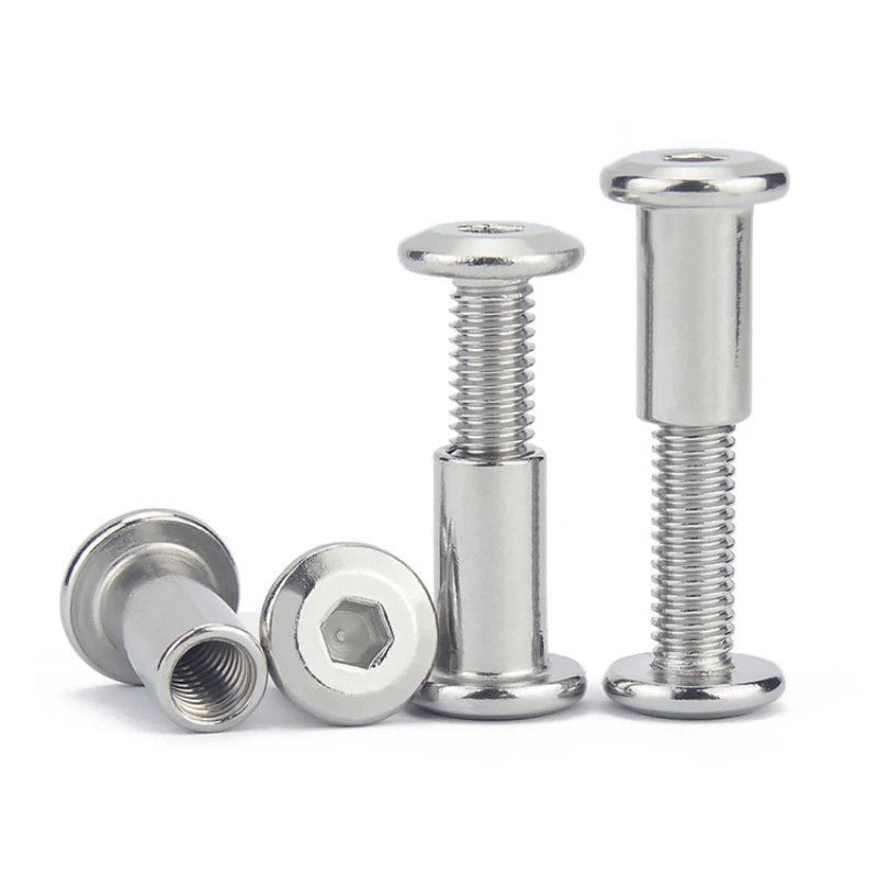 304 Stainless Steel Flat Hex Hexagon Socket Head Screw Furniture Rivet Connector Insert Joint Sleeve Cap Nut Set M2~M10