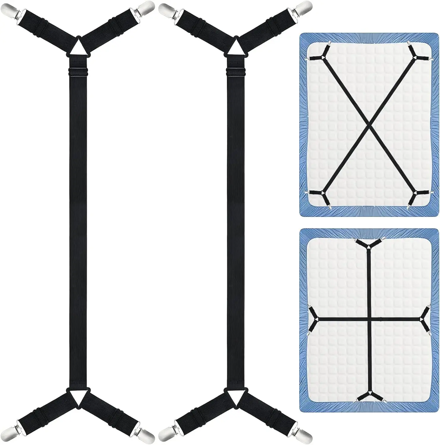Suspender Straps Crisscross Bed Sheet Mattress Holder Fastener Gripper Clips