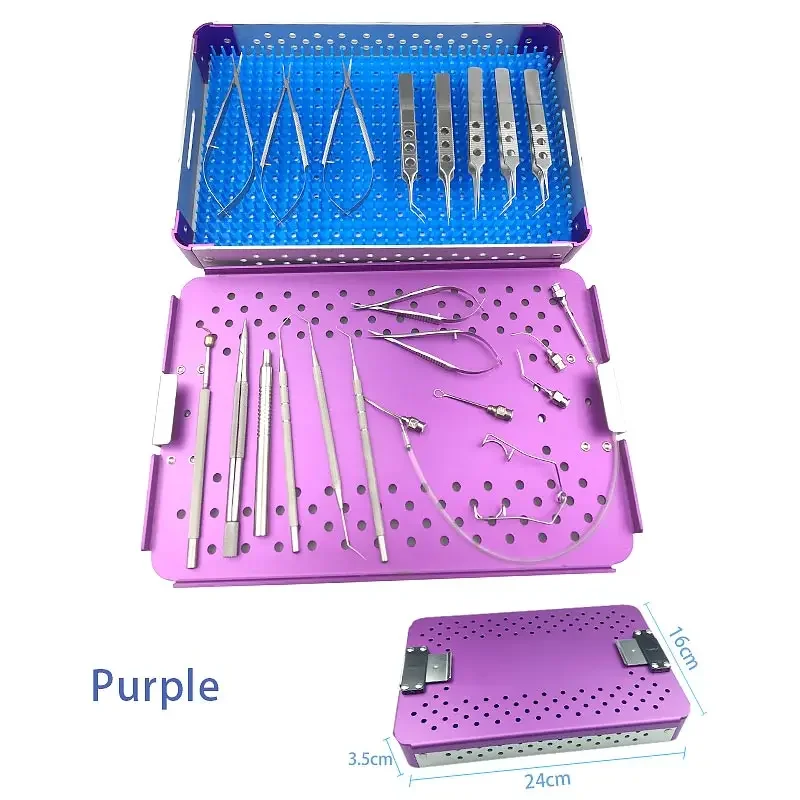 

21pcs Eye Cataract Treatment Tools Needle Holder Ophthalmic Instrumnet Autoclavable Tray