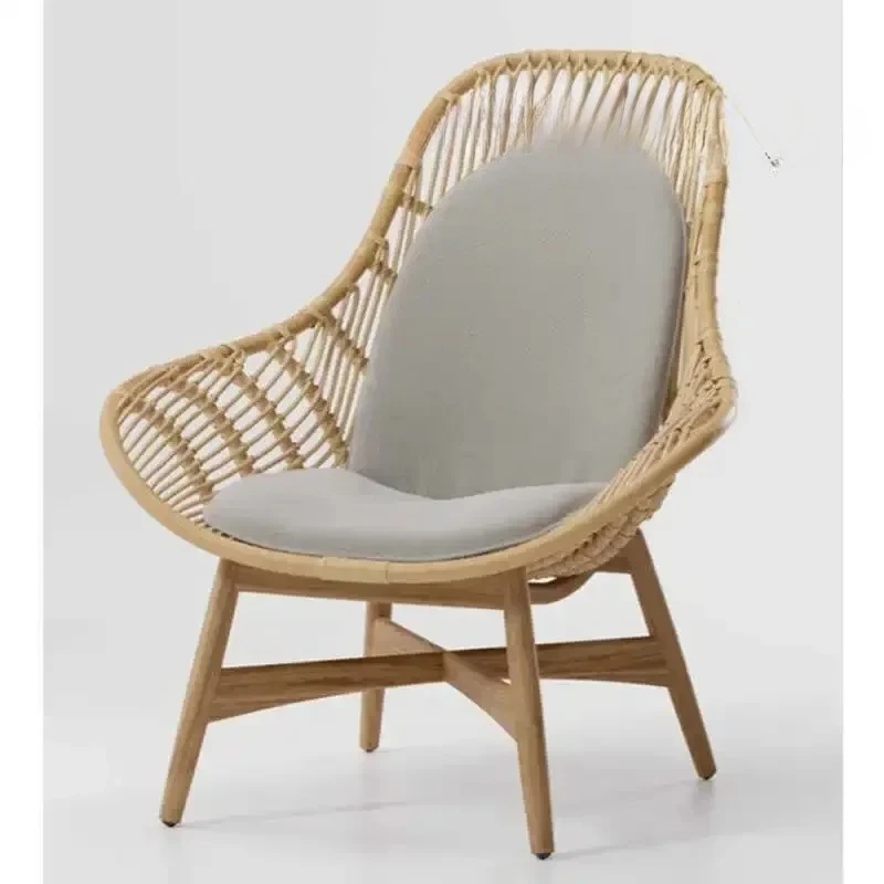 

Outdoor solid wood rattan sofa leisure balcony open-air coffee table combination rattan chair garden art furniture
