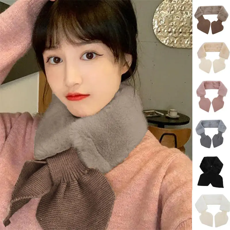 Female Scarves Winter Women Cross Straps Shawl Soft Neck Scarf Girls Autumn Winter Knitted  All-Match Sweet Versatile Scarf