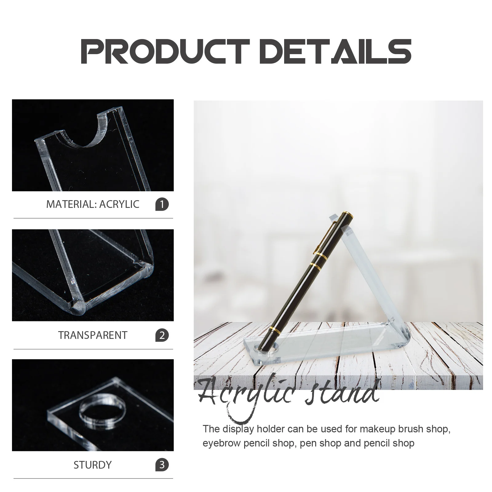 

2Pcs Multifunctional Acrylic Makeup Brush Display Rack Pen Storage Holder Desktop Organizer Makeup Brush Storage Holder