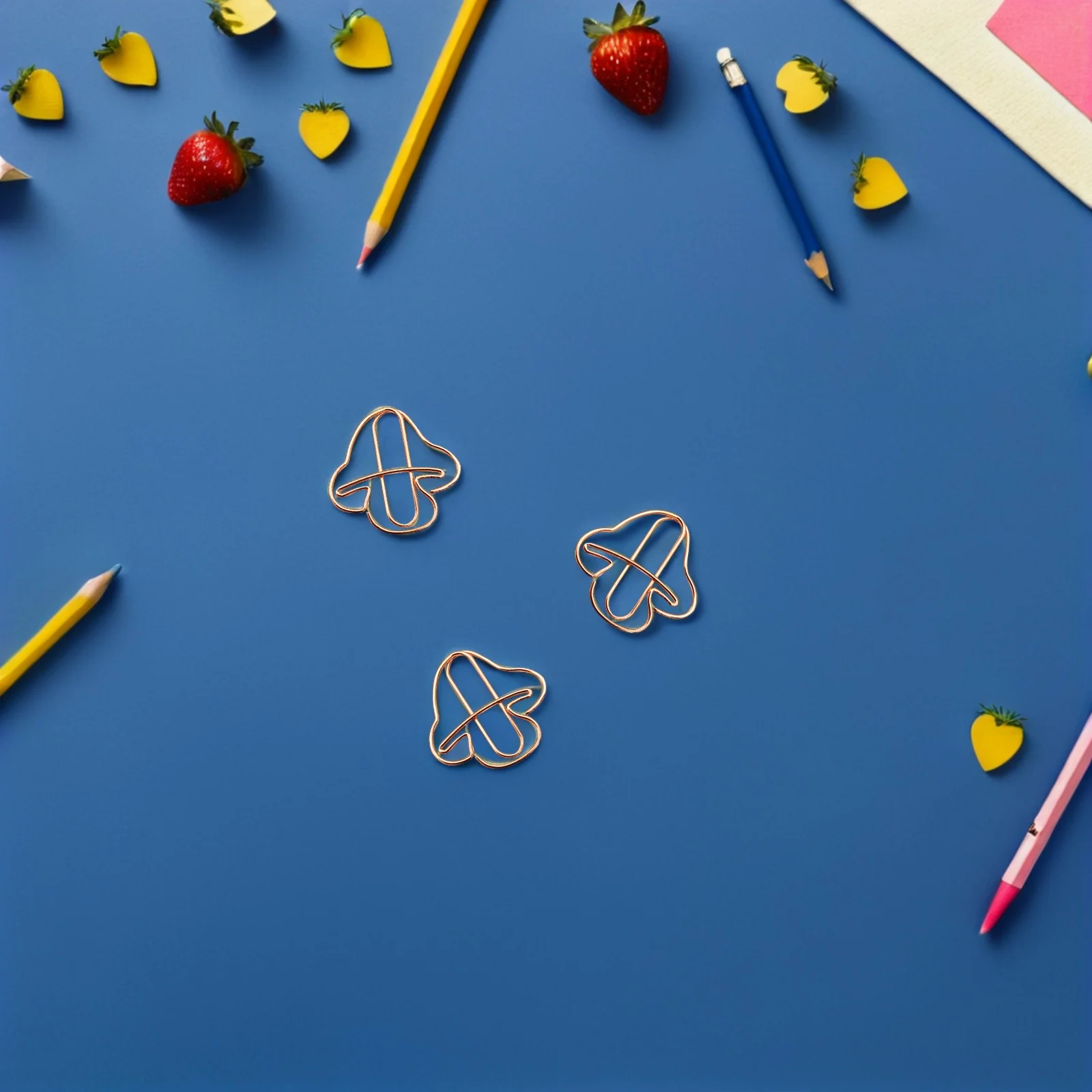 

20pcs Metal Paper Clips Cute Mushroom Design For Office School Home Use Decorative Small Paperclips Stationery Supplies