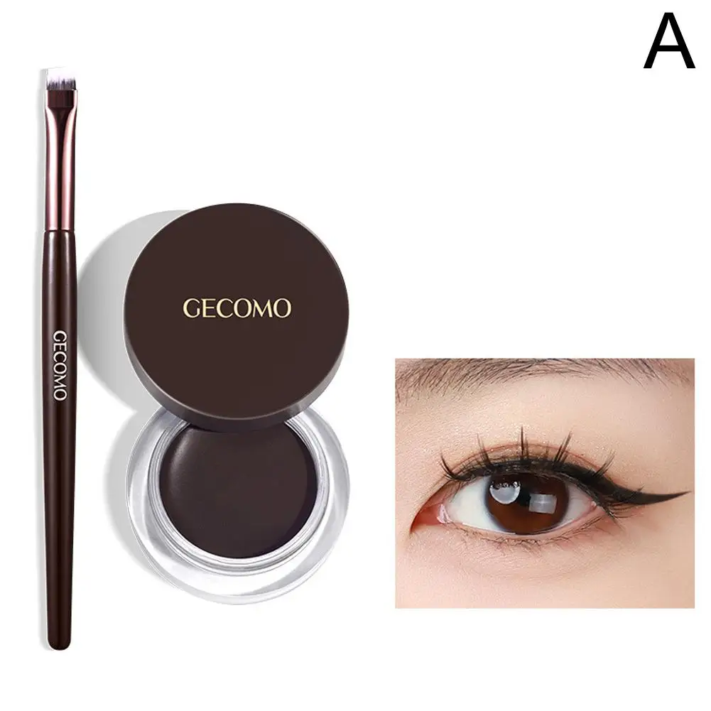 Zwart Bruin Eyeliner Crème Waterdichte Beauty Cosmetica Make-Up Eyeliner Borstel Met Oog Oogschaduw Blijvende Lange Tools Liner Se U4j9