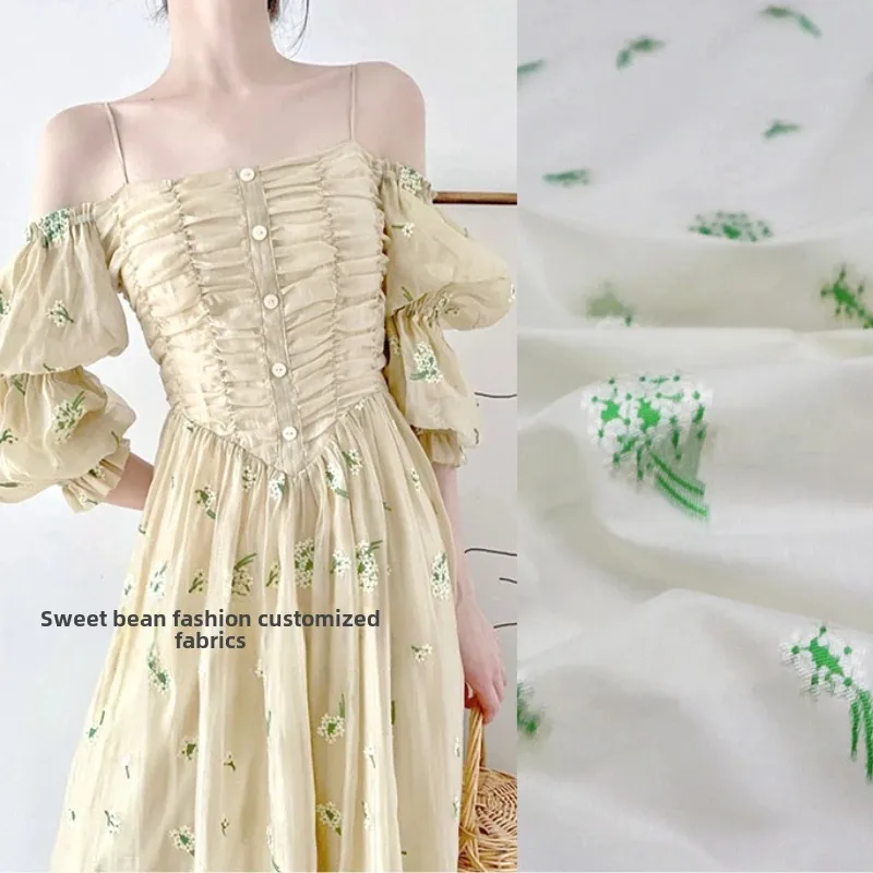 

Парчовая жаккардовая ткань из органзы, весна и лето, тонкая секция, окрашенная в пряжу одуванчика, платье, одежда, брендовый модный дизайн, ткань для шитья