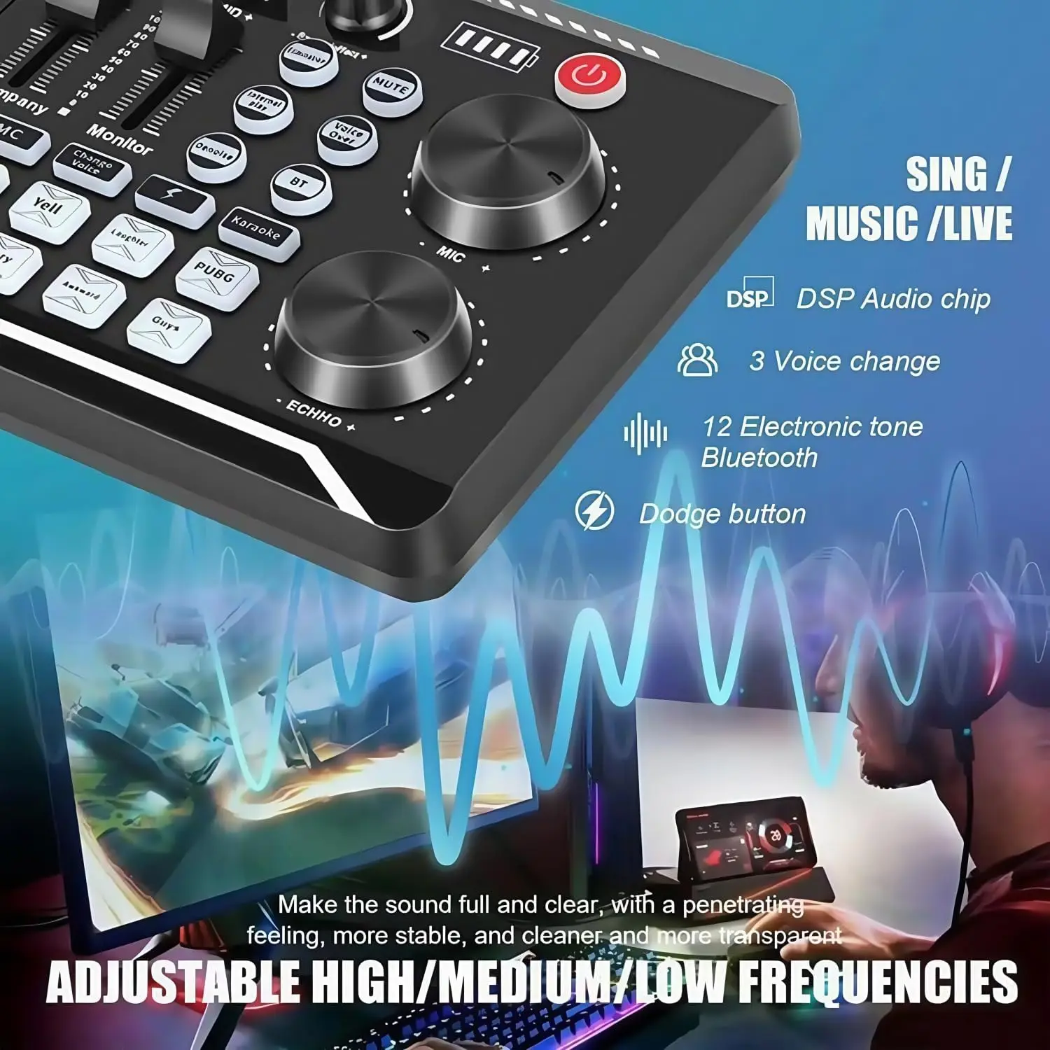F998 Podcast Live Equipment Bundle, Professional Live Sound Card with Microphone Set Mixer Recording Studio Package Music Singin