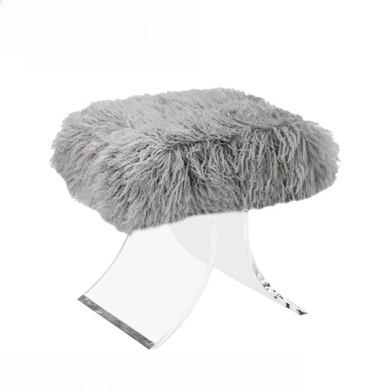 

Modern light luxury beach wool low stool creative fashion dressing stool end of bed shoe change foot stool acrylic transparent