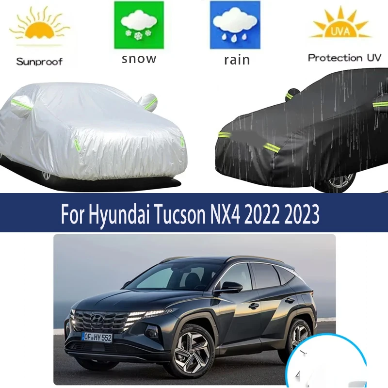 

Для Hyundai Tucson NX4 2022 2023, полные автомобильные чехлы, уличные солнцезащитные чехлы, защита от УФ-лучей, снега, пыли, ткань Оксфорд, аксессуары
