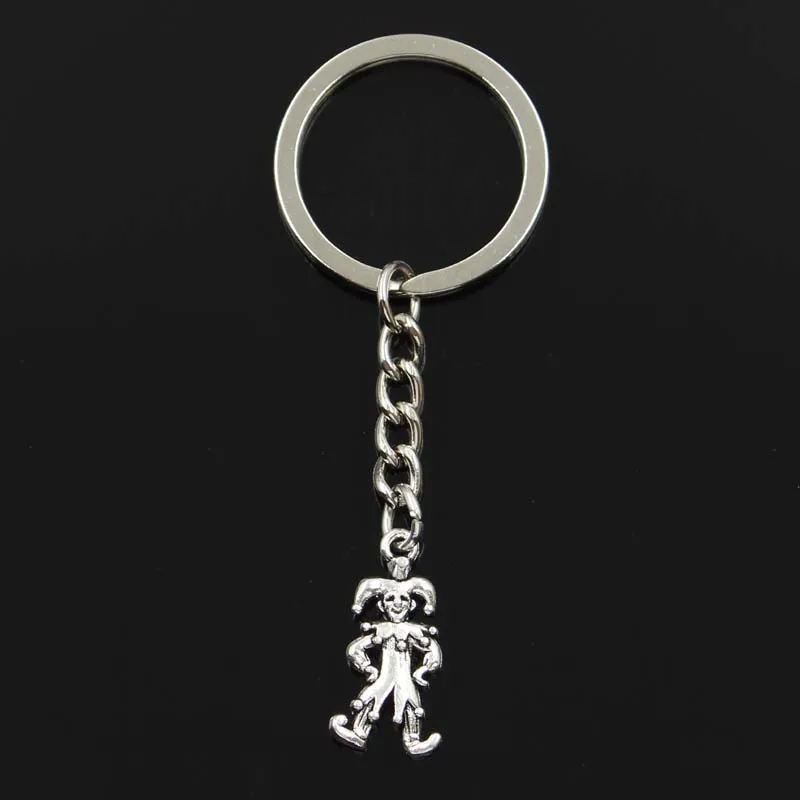 Moda Clown Joker Jester 25x12mm wisiorek 30mm brelok do kluczy brąz kolor srebrny mężczyźni prezent samochodowy pamiątki brelok Dropshipping