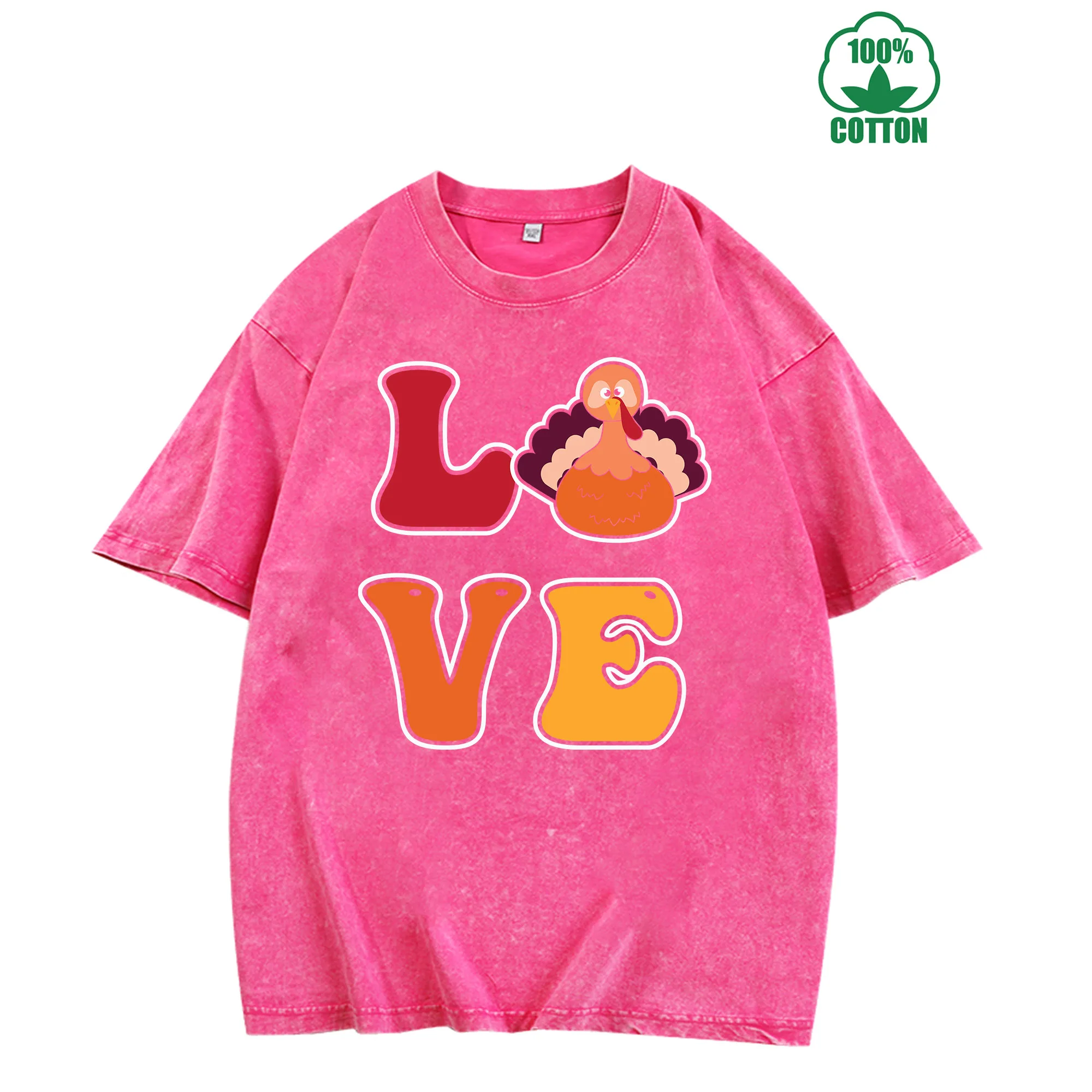 

Love Thanksgiving Vintage Washed T-Shirt 230g 100% Cotton Unisex Comfortable Oversized Streetwear