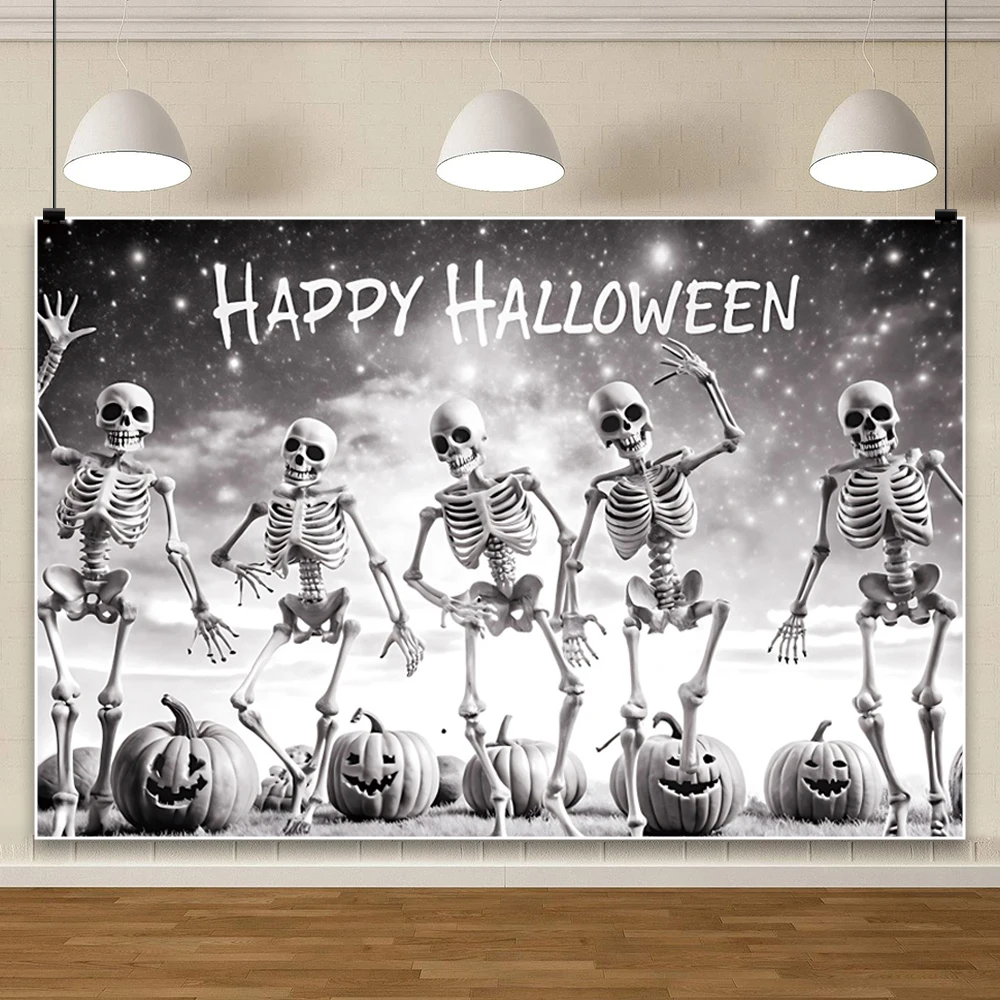 ハッピーハロウィン背景写真撮影用ホラーナイト怖いスカル恐ろしいカボチャランタン子供大人家族パーティー背景