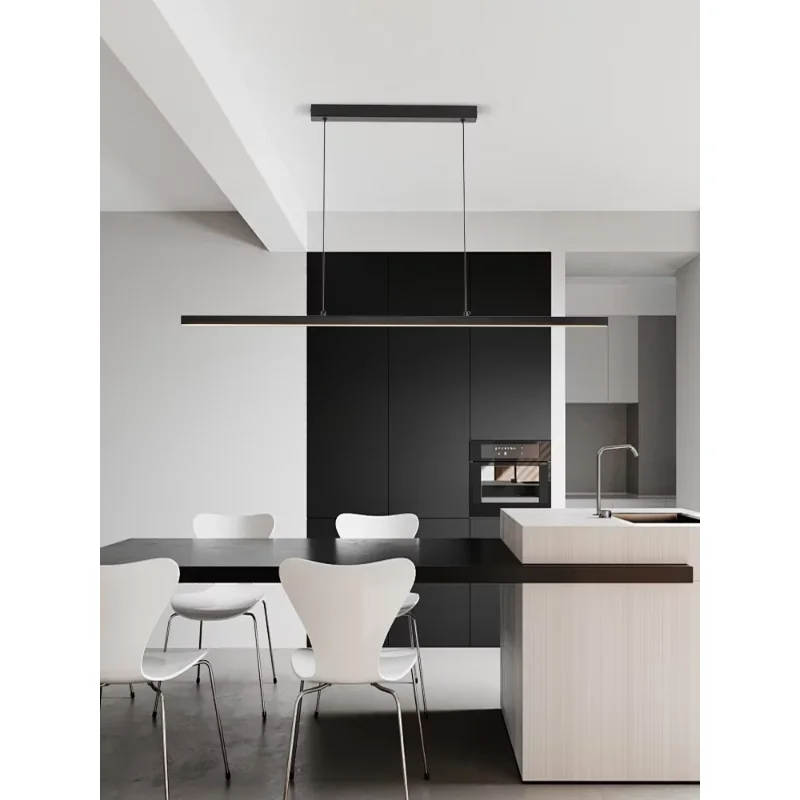Long strip restaurant chandelier simple modern one-line minimalist ultra-thin bar desk chandelier designer dining table chandeli