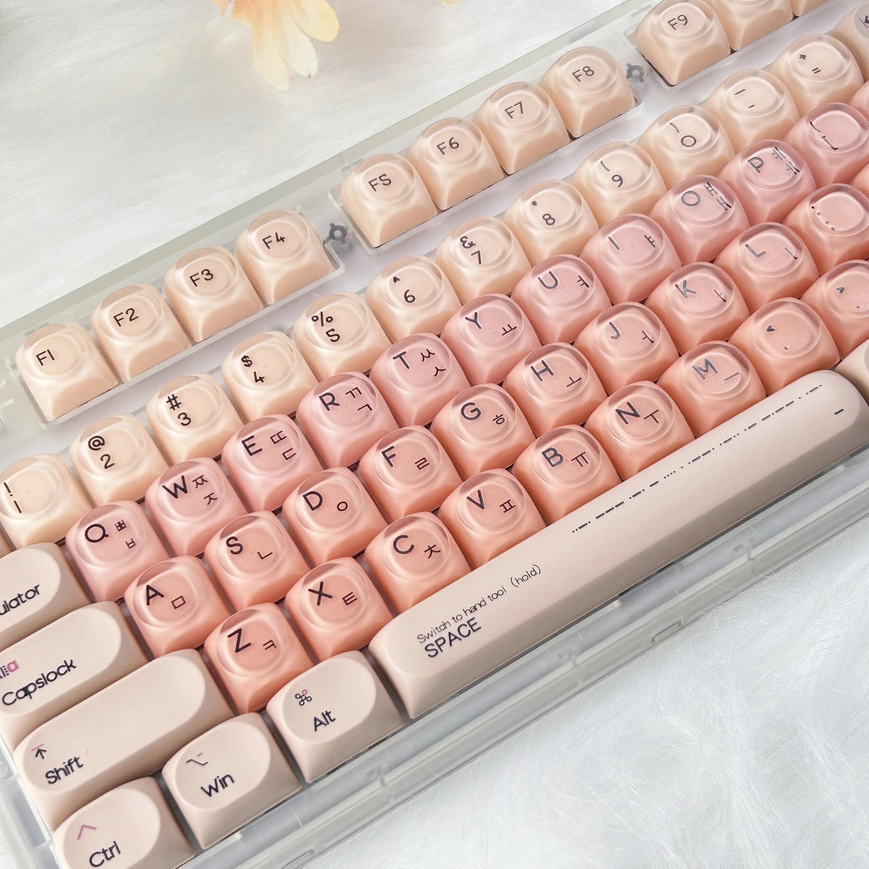 Set Keycap Korea Profil HOA Tema Liquid Foundation Keyboard Mekanik Bulat Bahan PBT+PC ISO Enter Keycaps Hangul