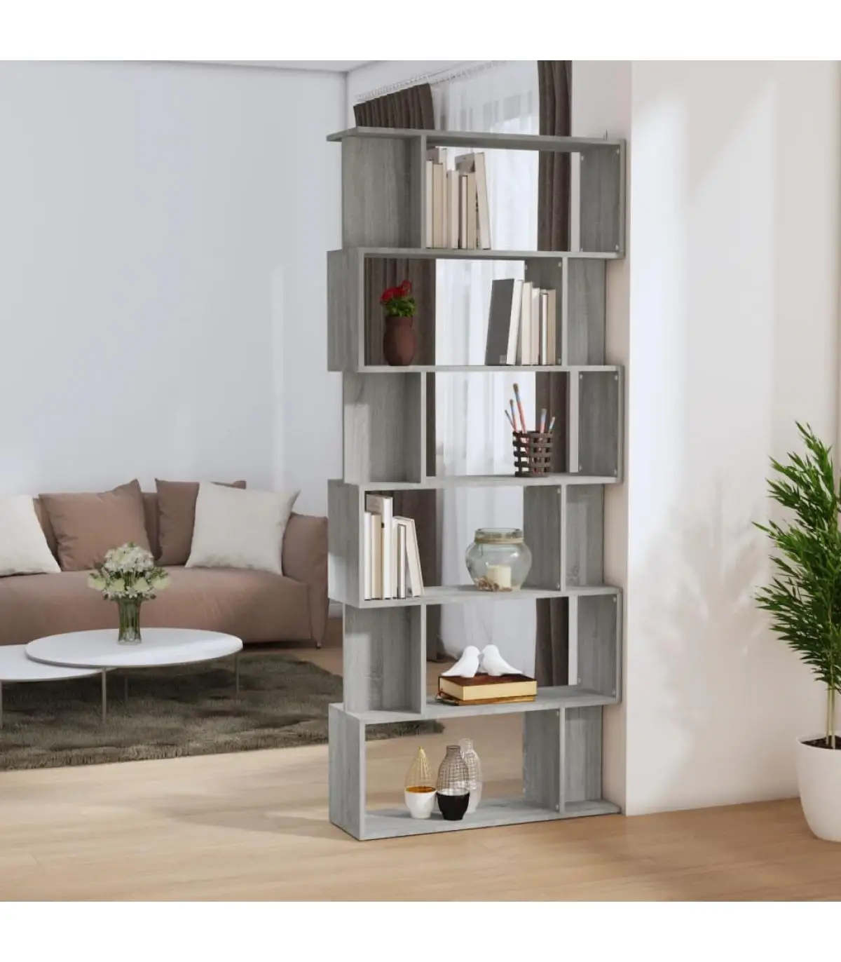 Bookcases and shelves shelving/screen Wood plywood gray Sonoma 80x24x192 cm