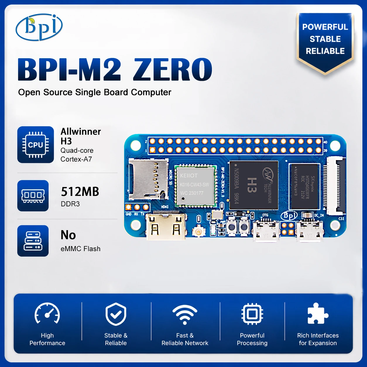 Banana Pi BPi-M2 Zero Pc Mini Board Computer Allwinner H3 512MB DDR3 Opensource board for DIY/IoT/Laboratory/School Learning