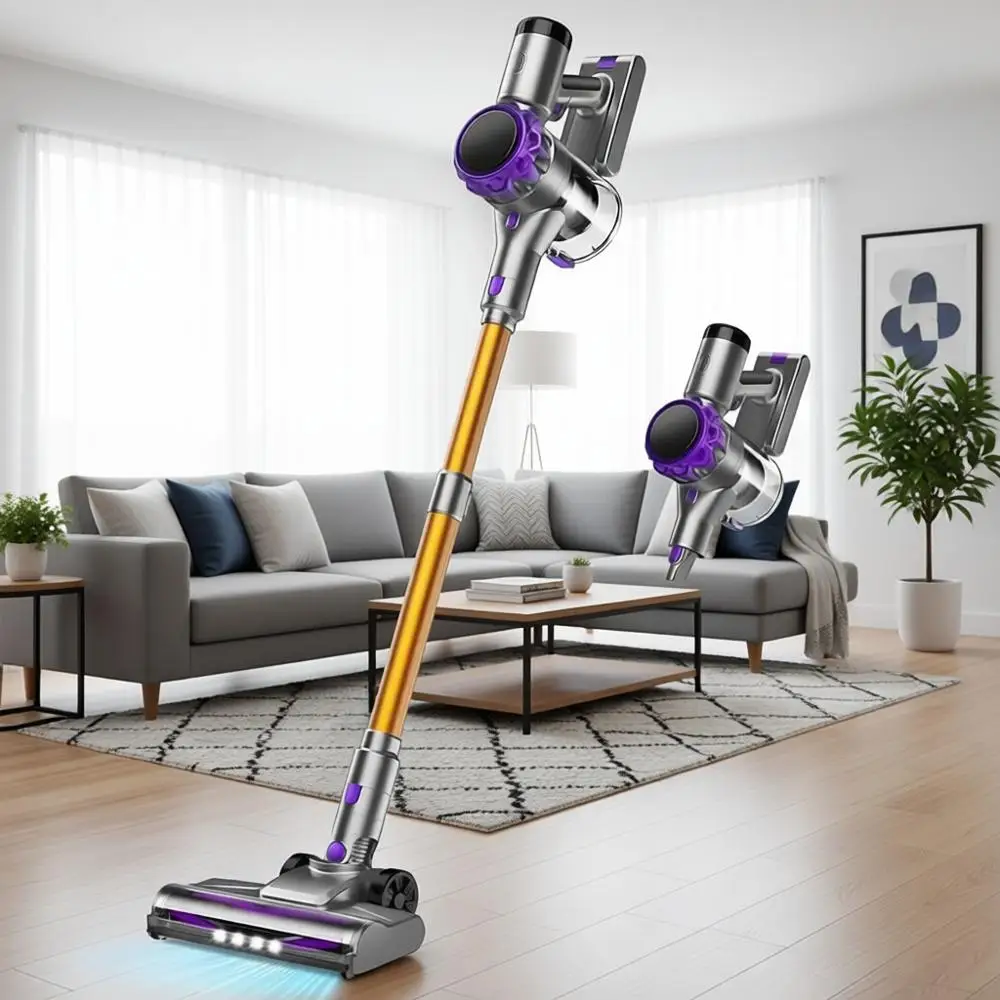 

Мощный пылесос с силой всасывания 45 кПа и аккумулятором на 55 минут, идеально подходит для уборки шерсти животных с ковров и твердых полов, светодиодная подсветка