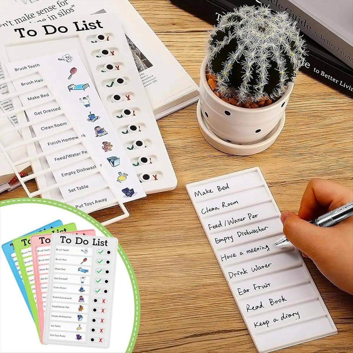 【ABFS】Chore Chart Set for Kids-Daily List Board,Family Daily Planner,Message Board with Slider for Classroom,Home Travel