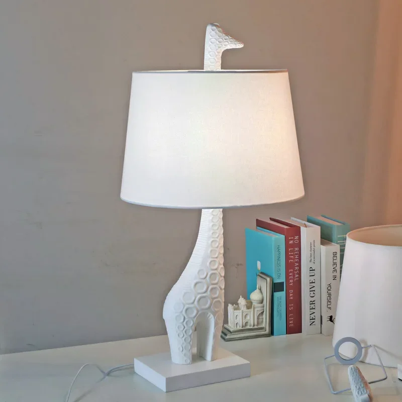 

SANDYHA Nordic Resin Giraffe Floor Lamp LED Bedroom Desk Light Living Room Decoration Home Fabric Lampshade Design