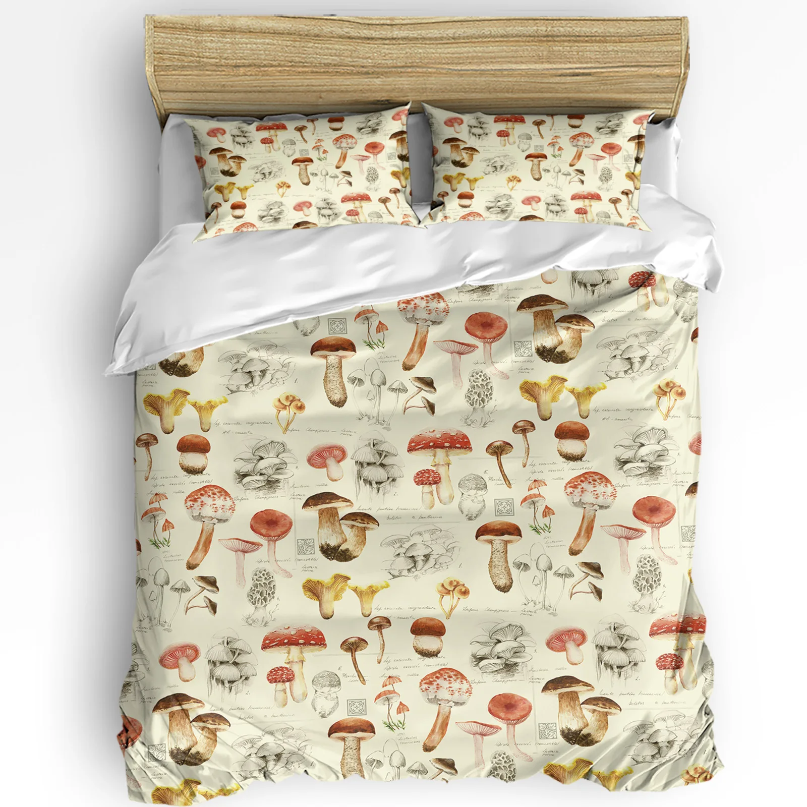 

Mushroom Plant Vintage 3pcs Bedding Set For Double Bed Home Textile Duvet Cover Quilt Cover Pillowcase